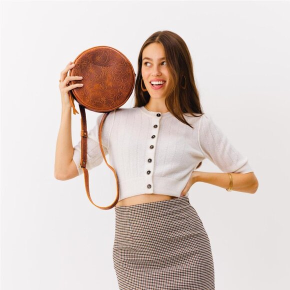 🆕Portland Leather Women Meadow Imported Goods Circle Handmade Crossbody Bag - Picture 9 of 11